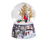 Merry Christmas Snowy Woodland Scene Music Snow Globe Glitterdome - 5.5 Tall 100MM - Plays Tune Over the River and Through the Woods by Roman
