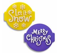 Merry Christmas Stamp Embosser 6cm for Icing, Fondant, Cupcake, Cake, Baking, Decoration, Made in UK by 1066 Factory (Pattern 14)