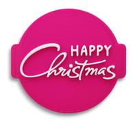 Merry Christmas Stamp Embosser 6cm for Icing, Fondant, Cupcake, Cake, Baking, Decoration, Made in UK by 1066 Factory (Pattern 8)