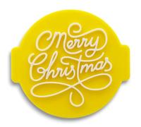 Merry Christmas Stamp Embosser 6cm for Icing, Fondant, Cupcake, Cake, Baking, Decoration, Made in UK by 1066 Factory (Pattern 6)