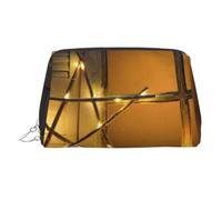 Merry Christmas Star Print Makeup Bag Portable Leather Waterproof Cosmetic Bag Clutch Makeup Brush Bag (6.7x4.3in)