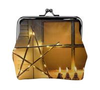Merry Christmas Star Print Print Coin Purse for Men Women Leather Kiss Lock Small Pouch Coin Wallet