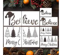 Merry Christmas Stencils for Crafts Reusable Christmas Stencils for Door Mats Believe Holiday Stencil for Painting on Wood Fabrics Porch Hanger Decor