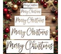 Merry Christmas Stencils for Painting Reusable Christmas Word Stencils for Crafts Holiday Drawing Templates for Wood Fabrics Door Mat Porch Hanger Winter Decor