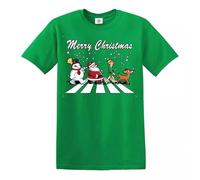 Merry Christmas T-Shirt Xmas Santa Mens Funny Gift Present Graphic Xmas Short Top Tee for Men Winter Cotton Half Sleeve - Irish Green - 3XL