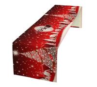 Merry Christmas Table Runner Red Snowflakes,Xmas Ball Ornaments Snow Red Table Runners for Dinning Table,Snowflake Sparkle Kitchen Decor,Holiday Dinner Decoration-13x36 Inch