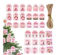 Merry Christmas Tags, 30 Pieces of Tags and | Wooden with String and Holes - For Crafts Birthday Halloween Favors Party Family Letters Thank You Celebration