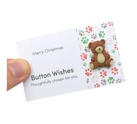 Merry Christmas | Teddy Bear | Button Wishes Sew On Token | Cracker Filler