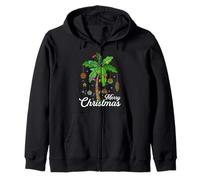 Merry Christmas Tee Deck The Palm Tree Xmas Winter Vacation Zip Hoodie