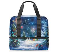 Merry Christmas Theme Sports Duffle Bag for Women Men Kirls Boys Girls 21 L Weekend Overnight Bags Wet Seperated Tote Bag for Travel Gym Yoga