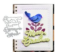Merry Christmas-Themed Letter Greeting Card Metal Die Cuts,Sunflower Flower Leaf Cutting Dies Cut Stencils DIY Scrapbooking Decorative Embossing Paper Scrapbooking Card Making