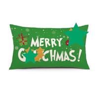 Merry Christmas Throw Pillow Cover Green Christmas Decor Pillow Cover Christmas Cushion Cover Linen 12 x 20 Inch