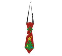 Merry Christmas Tie Festive Themes Xmas Adjusatble Fun Holiday Necktie for Family Gathering Girls Boys Stage Performance, Red Xmas Tree