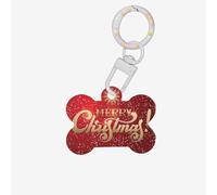 Merry Christmas Too Printing Bone Shaped Dog Tag Pet Id Tags,Acrylic Dog Tags Cat Tags with Ring for Dog Cat,Pendant Crafts