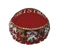 Merry Christmas Too Shower Cap For Women Reusable Double Layers Bathing Bath Cap Hair Caps Waterproof Elastic Band Ladies Spa Salon Shower Hat Hair Caps