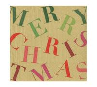Merry Christmas Toss Caspari Paper Cocktail Napkins 25 cm 20 Pack 3 ply