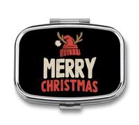 Merry Christmas Travel Pill Organizer with Mirror