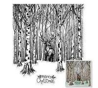Merry Christmas Tree Background Clear Stamps for Card Making, Winter Forest Christmas Deer Elk Words Clear Rubber Stamps for Card Making Christmas Crafts Scrapbooking Album Paper Stamps Decoration