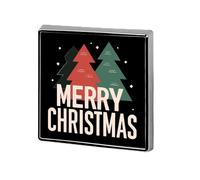 Merry Christmas Tree Badge Pin Brooch Square Shape Button Aluminum Decor for Backpacks Hats 0.7 Inch