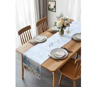 Merry Christmas Tree Deer Rabbit Animal Table Runner 108 Inches Long, Winter Snow Washable Table Runners Heat-Insulation Kitchen Dining Table Decorations for Home Party Decor 13x108in