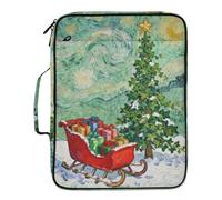 Merry Christmas Tree Expandable File Pocket Laege Capacity 3 Ringing Binder Zipper with Zipper Closure for Document Storage
