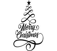 Merry Christmas Tree Flourish Wine Bottle Craft Vinyl Decal Sticker for Car/Window/Wall (Gold)