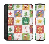 Merry Christmas Tree Gingerbread car seat Shoulder Strap Covers,Stop seat Belt Cutting into Neck,car Seatbelt Cushion for SUV Backpack Most Cars funda para cinturón de carro 2 Pack