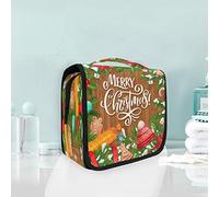 Merry Christmas Tree Hanging Foldable Toiletry Cosmetic Bag Makeup Travel Organizer Bags Case for Women Girls Bathroom