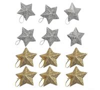 Merry Christmas Tree Hanging Pendants Featuring Star and Pentagram Elements for Holiday Party and Festive Decor (Gold)