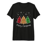 Merry Christmas Tree Leopard Buffalo Plaid Red Green Pajamas Premium T-Shirt