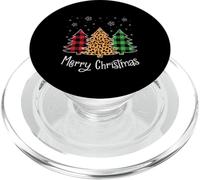Merry Christmas Tree Leopard buffalo plaid Red Green Xmas PopSockets PopGrip for MagSafe