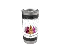 Merry Christmas Tree Leopard Plaid Bleached for Women Girls Stainless Steel Insulated Tumbler