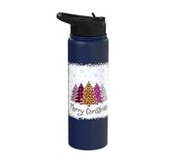 Merry Christmas Tree Leopard Plaid Bleached Shirt Women Girl Stainless Steel Insulated Water Bottle