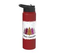 Merry Christmas Tree Leopard Plaid Bleached Shirt Women Girl Stainless Steel Insulated Water Bottle