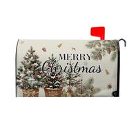 Merry Christmas Tree Mailbox Covers Magnetic Standard Size Winter Snowflake Mailbox Cover 21x18 Inch Xmas Ball Mail Box Wrap Post Letter Box Wraps for Garden Yard Home Decor