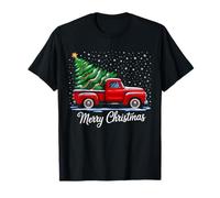 Merry Christmas Tree on Red Truck Wagon Xmas Costume Pjs T-Shirt