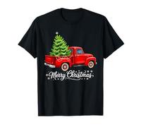 Merry Christmas Tree on Red Truck Wagon Xmas Costume Pjs T-Shirt
