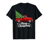 Merry Christmas Tree on Red Truck Wagon Xmas Costume Pjs T-Shirt