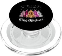 Merry Christmas Tree Pink Funny Xmas Leopard Matching Family PopSockets PopGrip for MagSafe