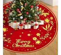Merry Christmas Tree Skirt,48 inches Xmas Tree Decorations Red Gold