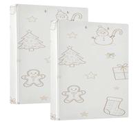 Merry Christmas Tree Snowman Beige 1.5" Binders for School 3-Ringing with Pocket Cover Pack of 1/2 Aesthetic Binder Hardcover
