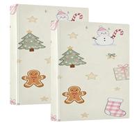 Merry Christmas Tree Snowman Pink 1.5 in School Binder Three Ringing with Clipboard Pack of 1/2 Office Supplies Hardcover