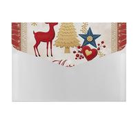 Merry Christmas Tree Star Heart Snowflake Expanding File Organizer, Multi-Pocket Accordion Folder, Document Storage and Office Supplies