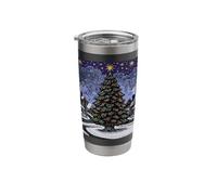 Merry Christmas Tree Xmas in a Small Town Graphic Stainless Steel Insulated Tumbler