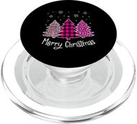 Merry Christmas Trees Leopard Buffalo Plaid Pink Women Girls PopSockets PopGrip for MagSafe