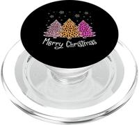 Merry Christmas Trees Leopard Buffalo Plaid Pink Women Girls PopSockets PopGrip for MagSafe
