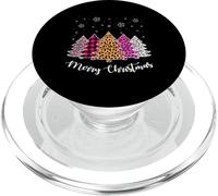 Merry Christmas Trees Leopard Pink shirt for Women Girl Teen PopSockets PopGrip for MagSafe