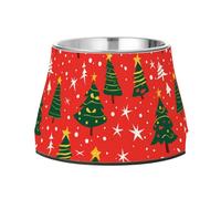 Merry Christmas Trees on A Red Background Bowls for Pets Enhanced Stainless Steel Pets Water Bowls for Slow Feed Cats Whisker Relief