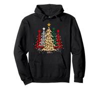 Merry Christmas Trees with Buffalo Plaid & Leopard Design Pullover Hoodie