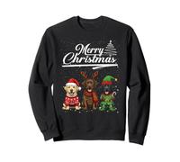 Merry Christmas Trio Labrador Retriever Reindeer Elf Santa Sweatshirt